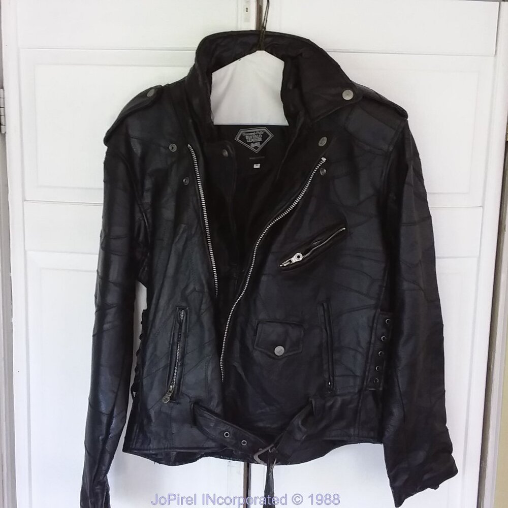 Vintage Black Joan Jett Like Rocker Moto Leather Jacket